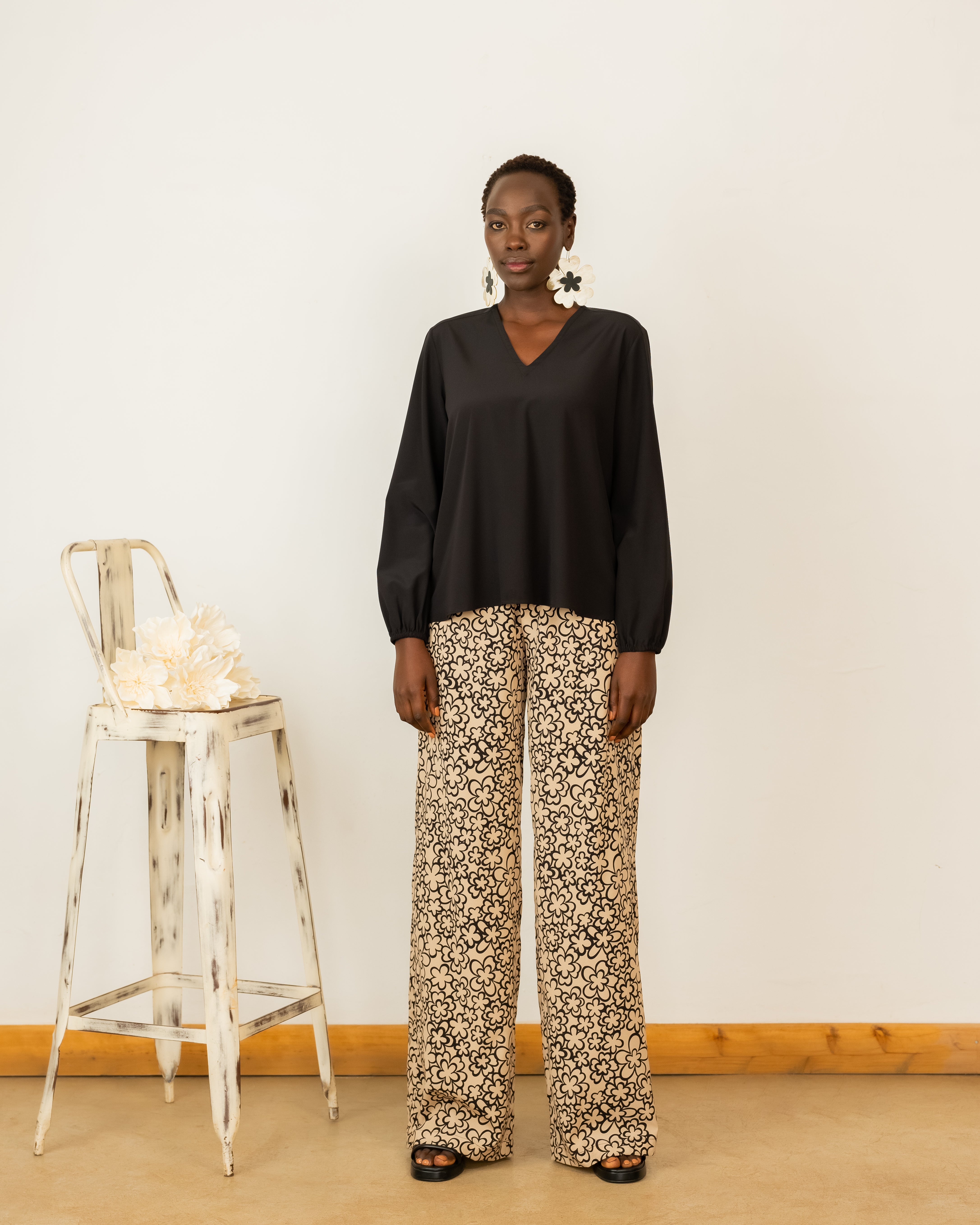 Pret Blouse in Black Crepe Silk