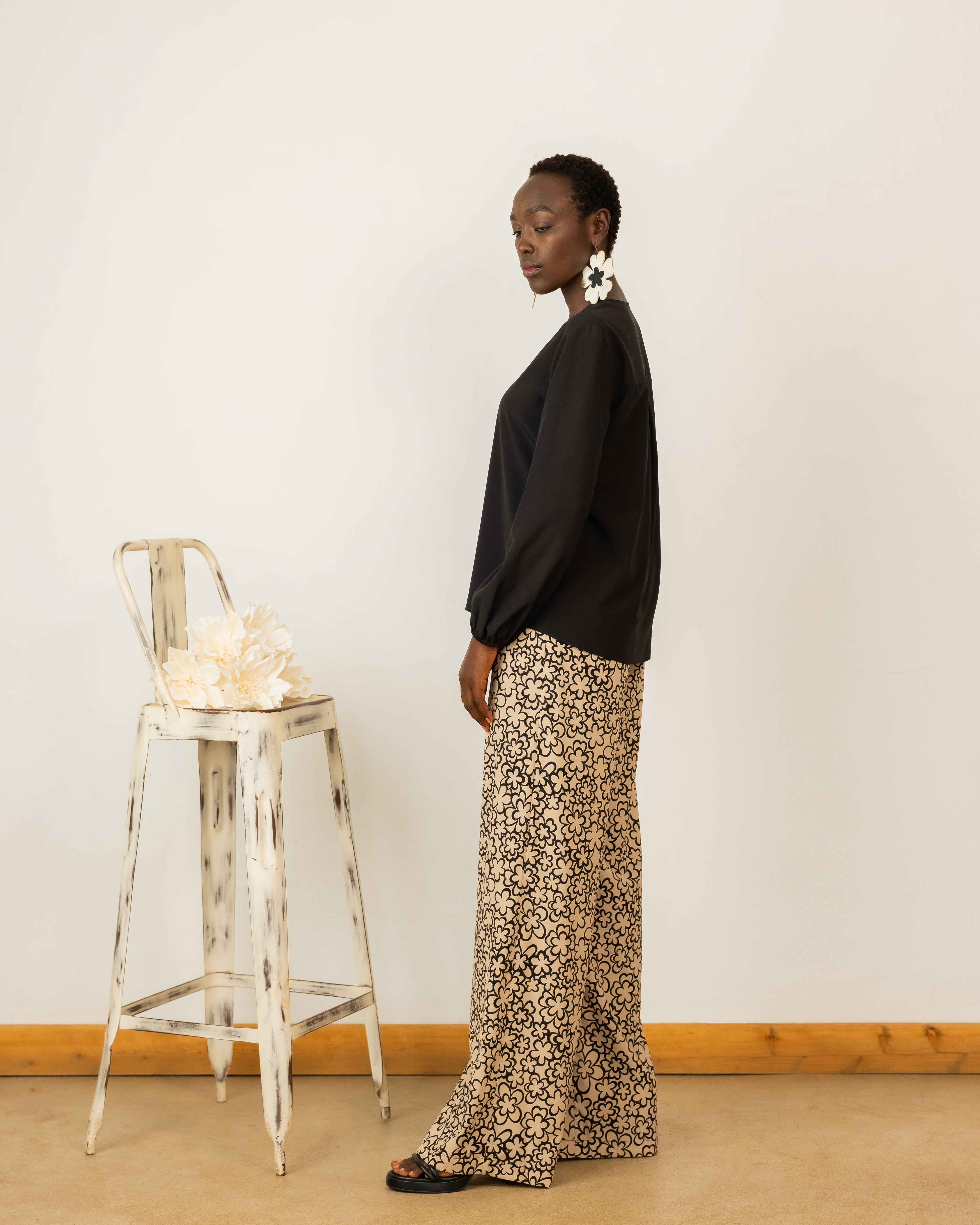 Pret Blouse in Black Crepe Silk