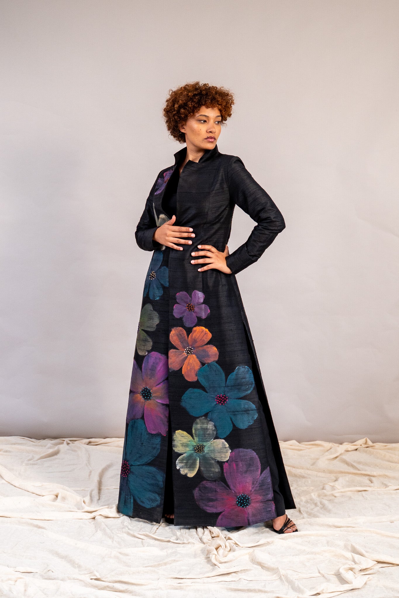 Sheetal Maxi Coat in Raw Silk