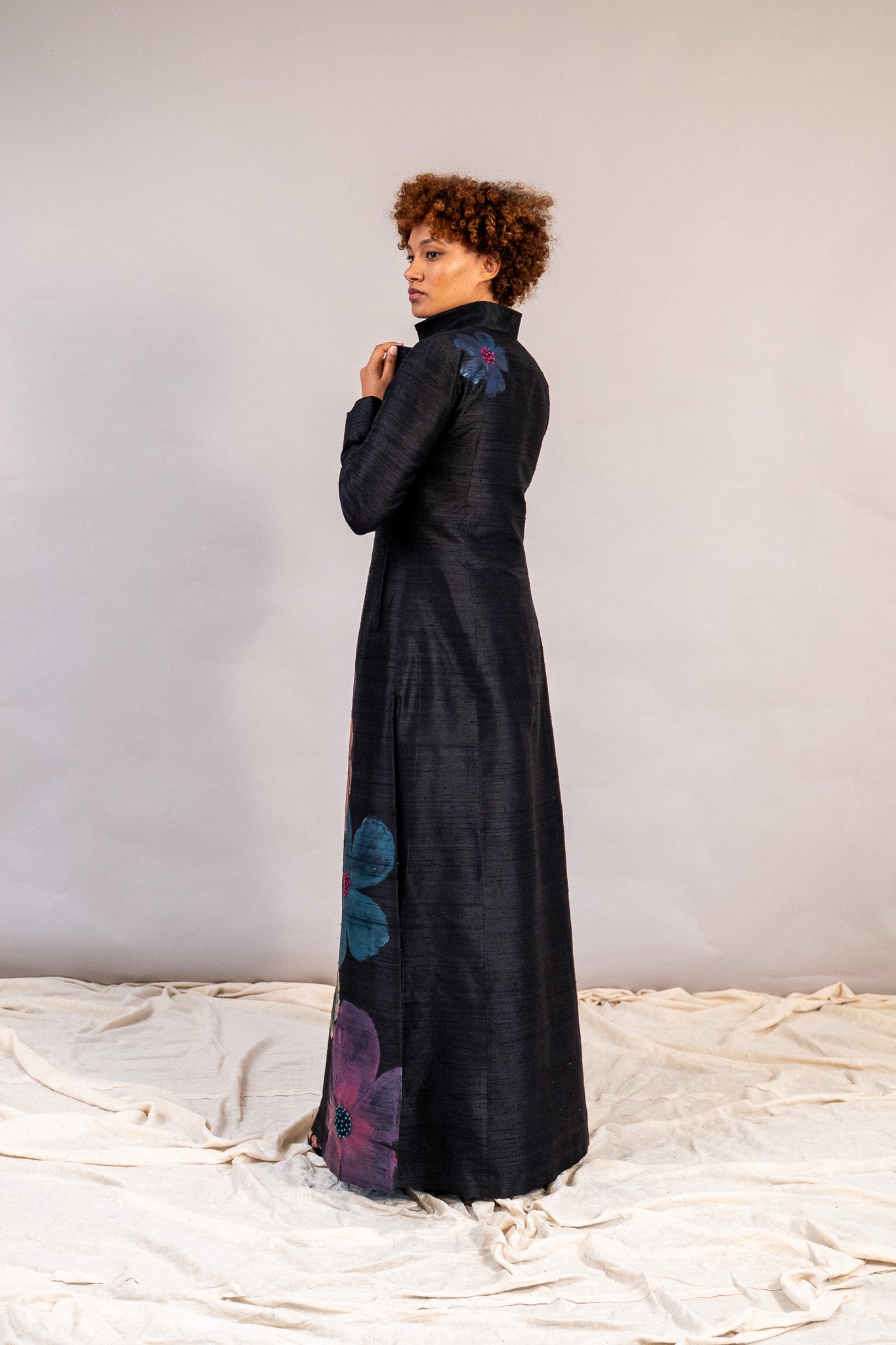 Sheetal Maxi Coat in Raw Silk
