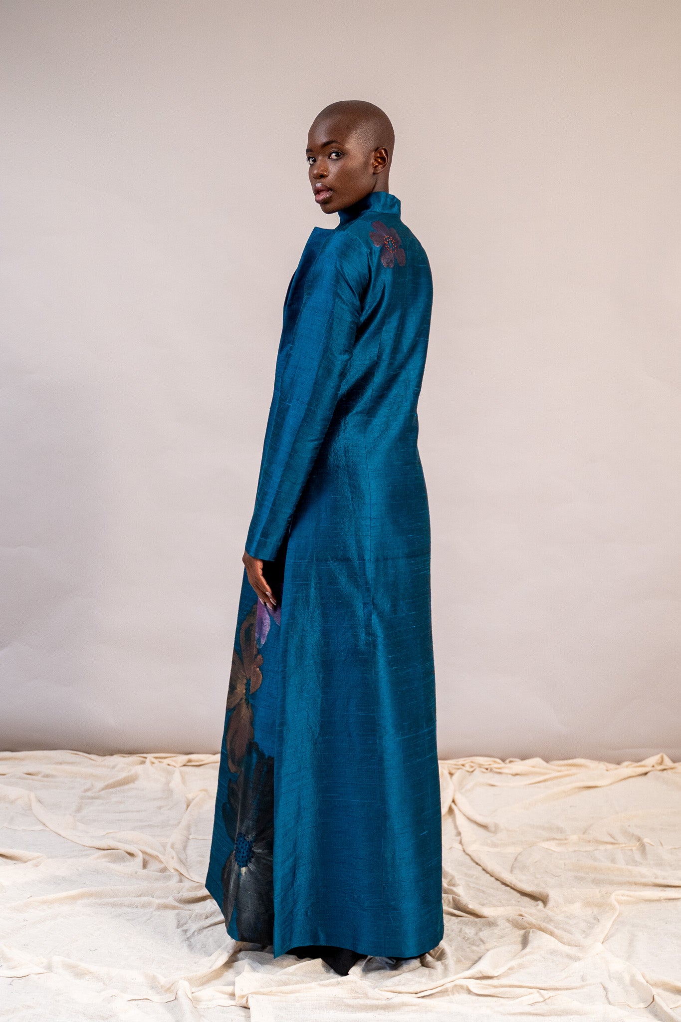 Sheetal Maxi Coat in Raw Silk