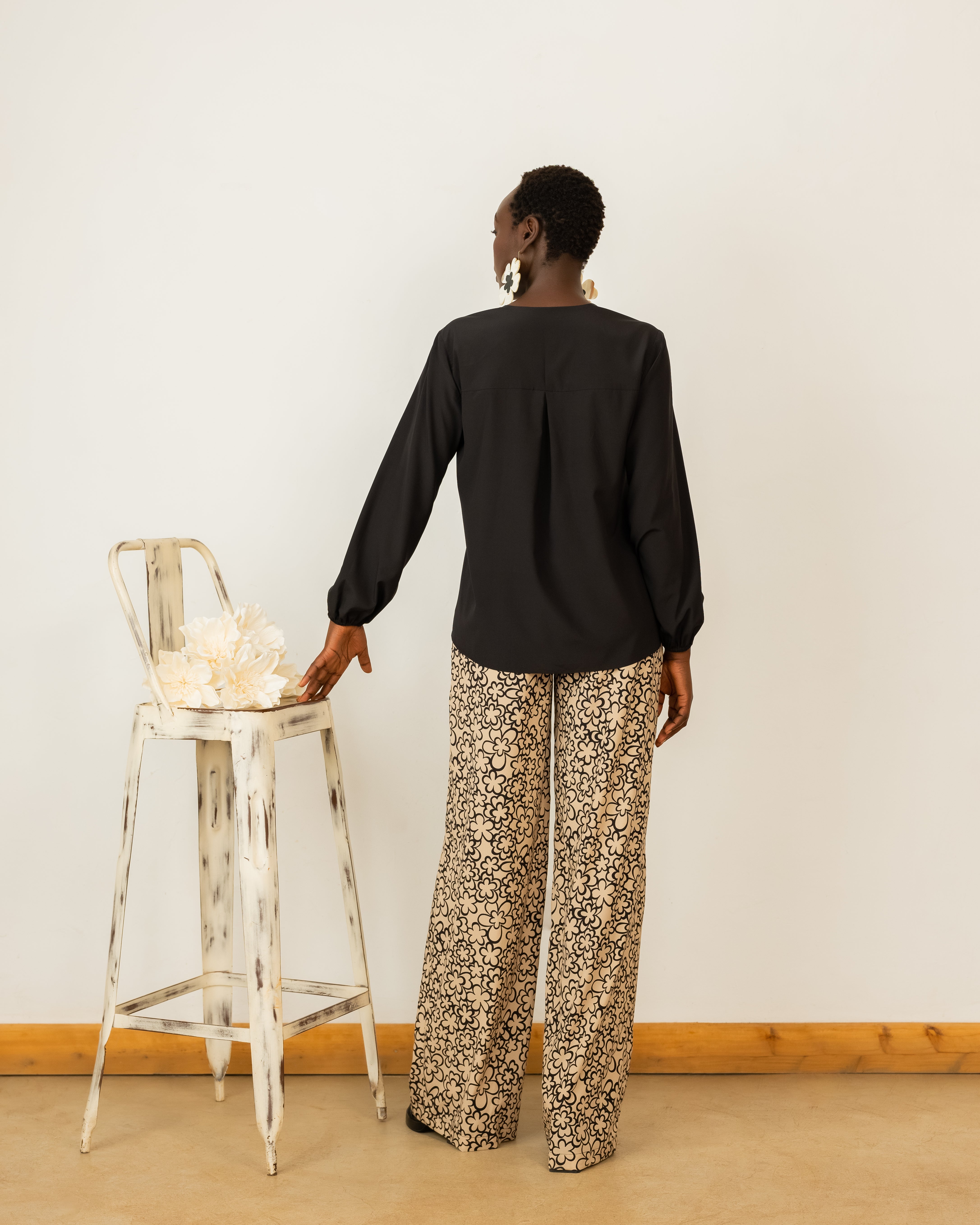 Pret Blouse in Black Crepe Silk