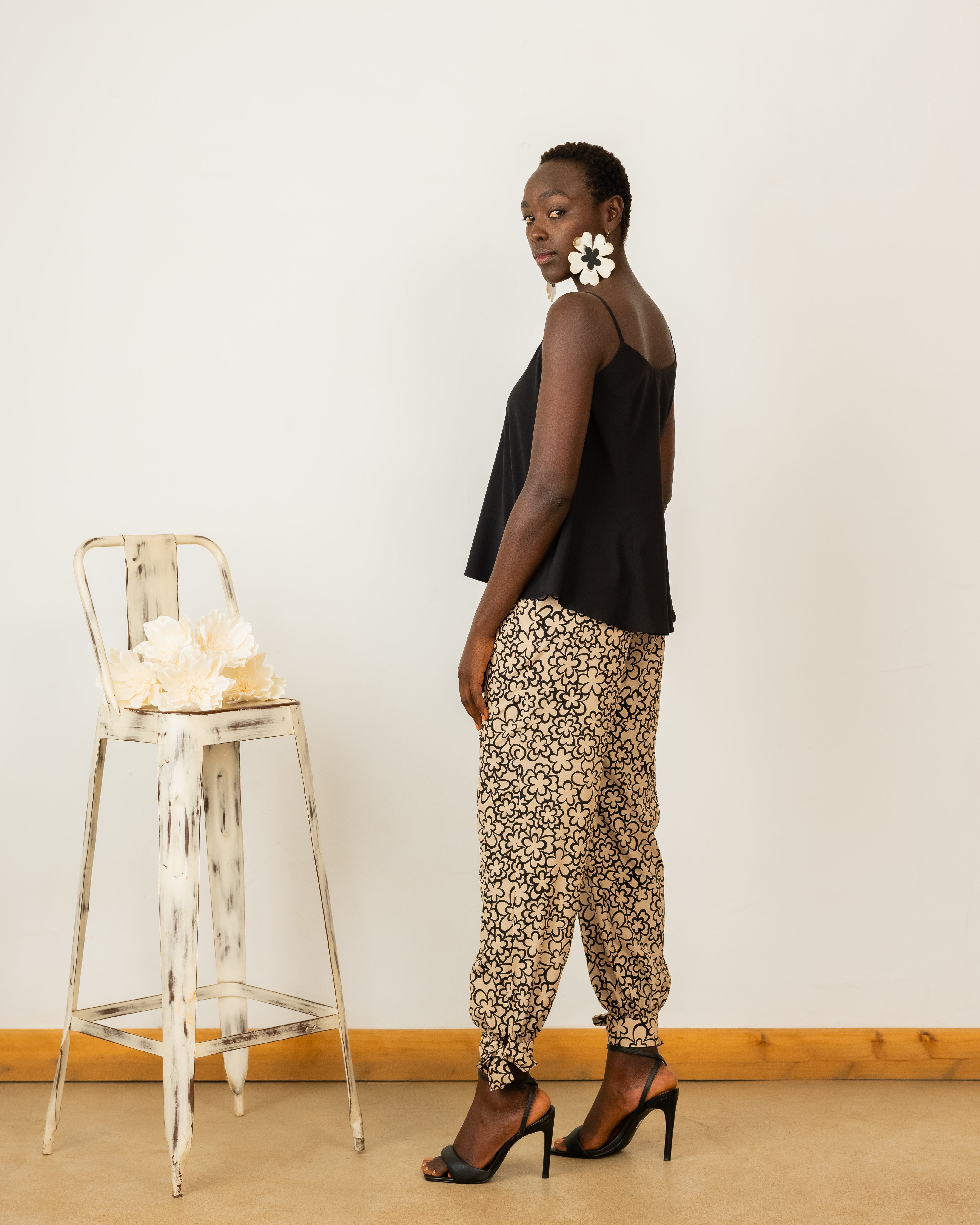 Slip Top in Black Crepe Silk