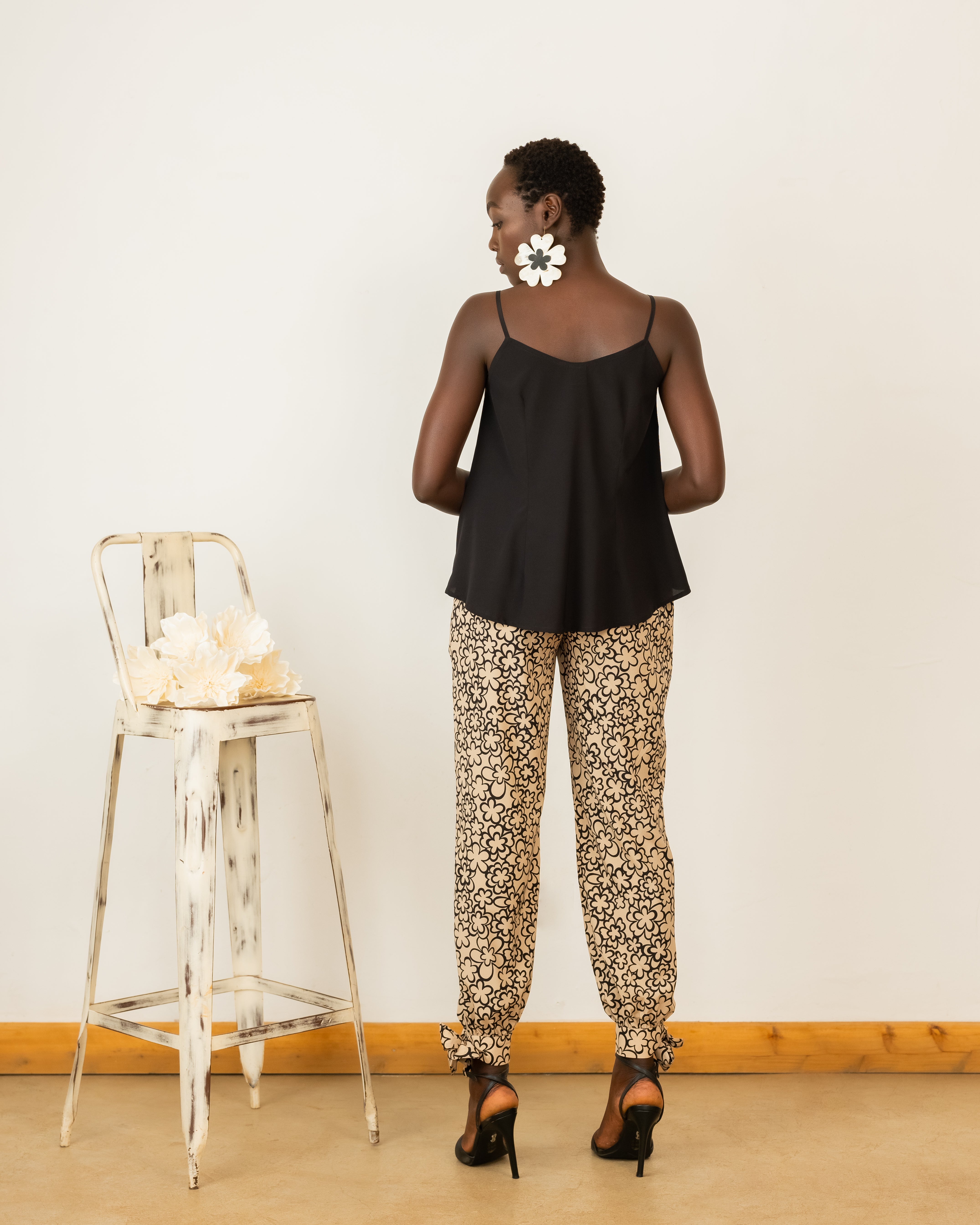 Slip Top in Black Crepe Silk