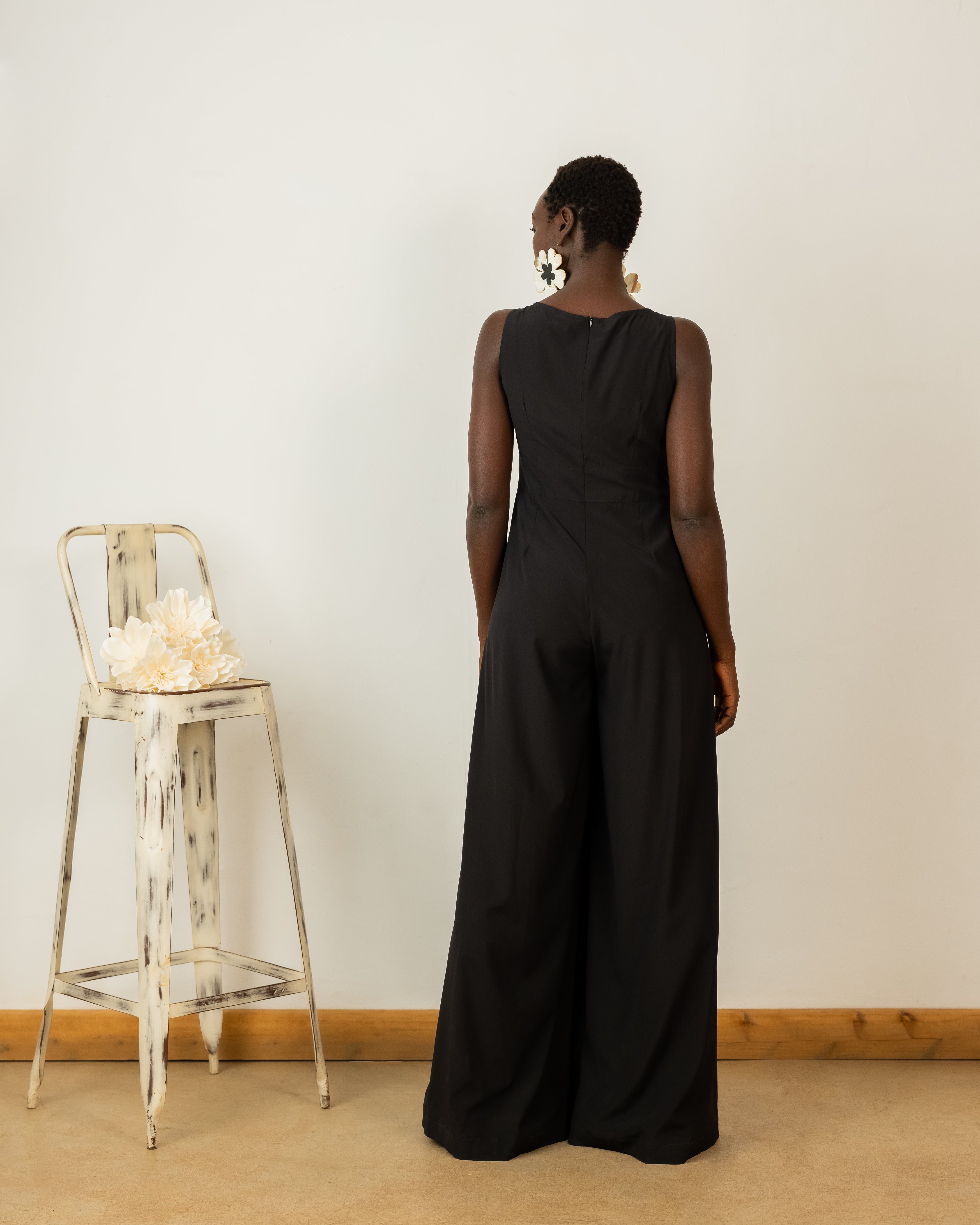 Julia Jumpsuit in Black Crepe Silk