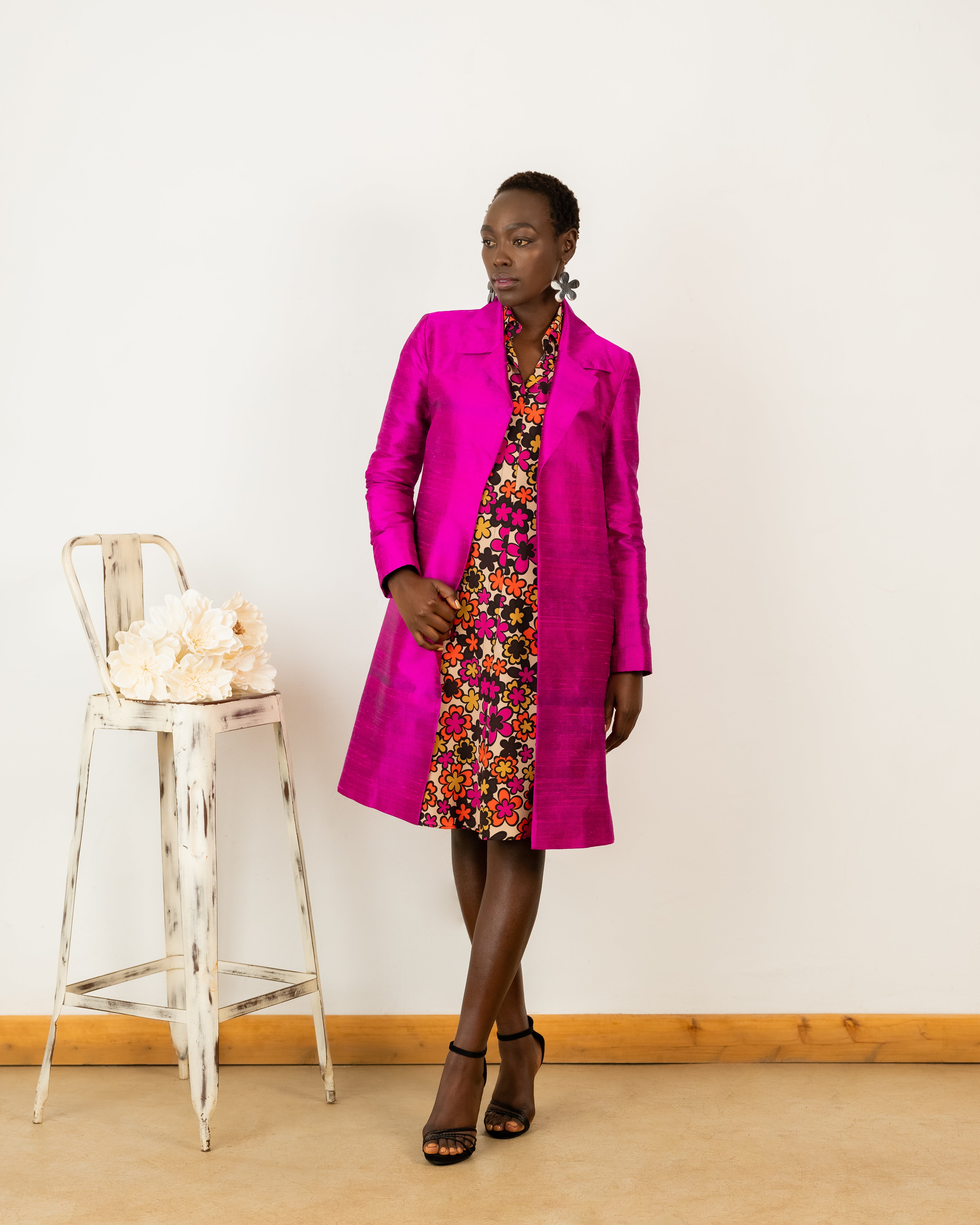Classic Coat In Raw Silk
