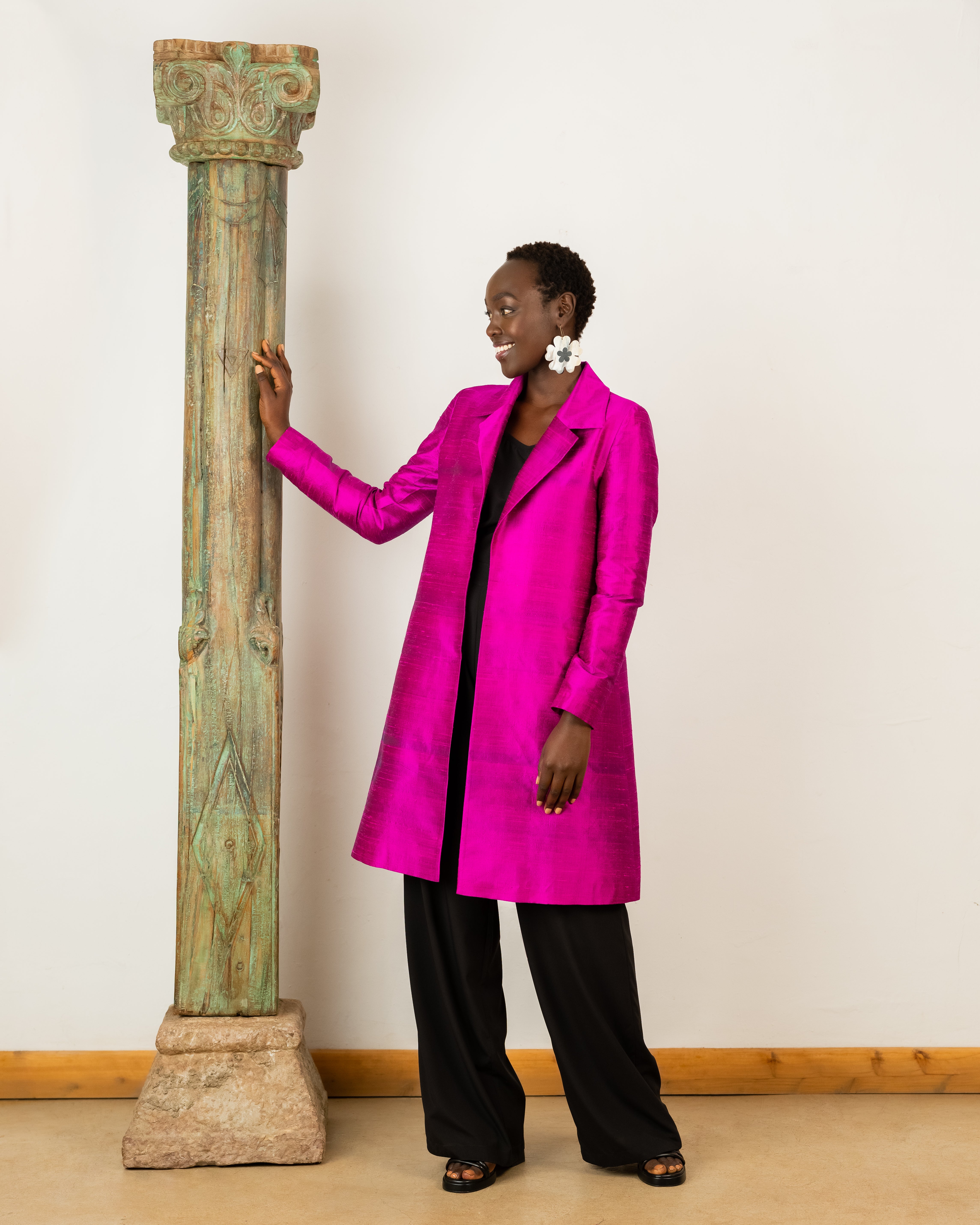 Classic Coat In Raw Silk