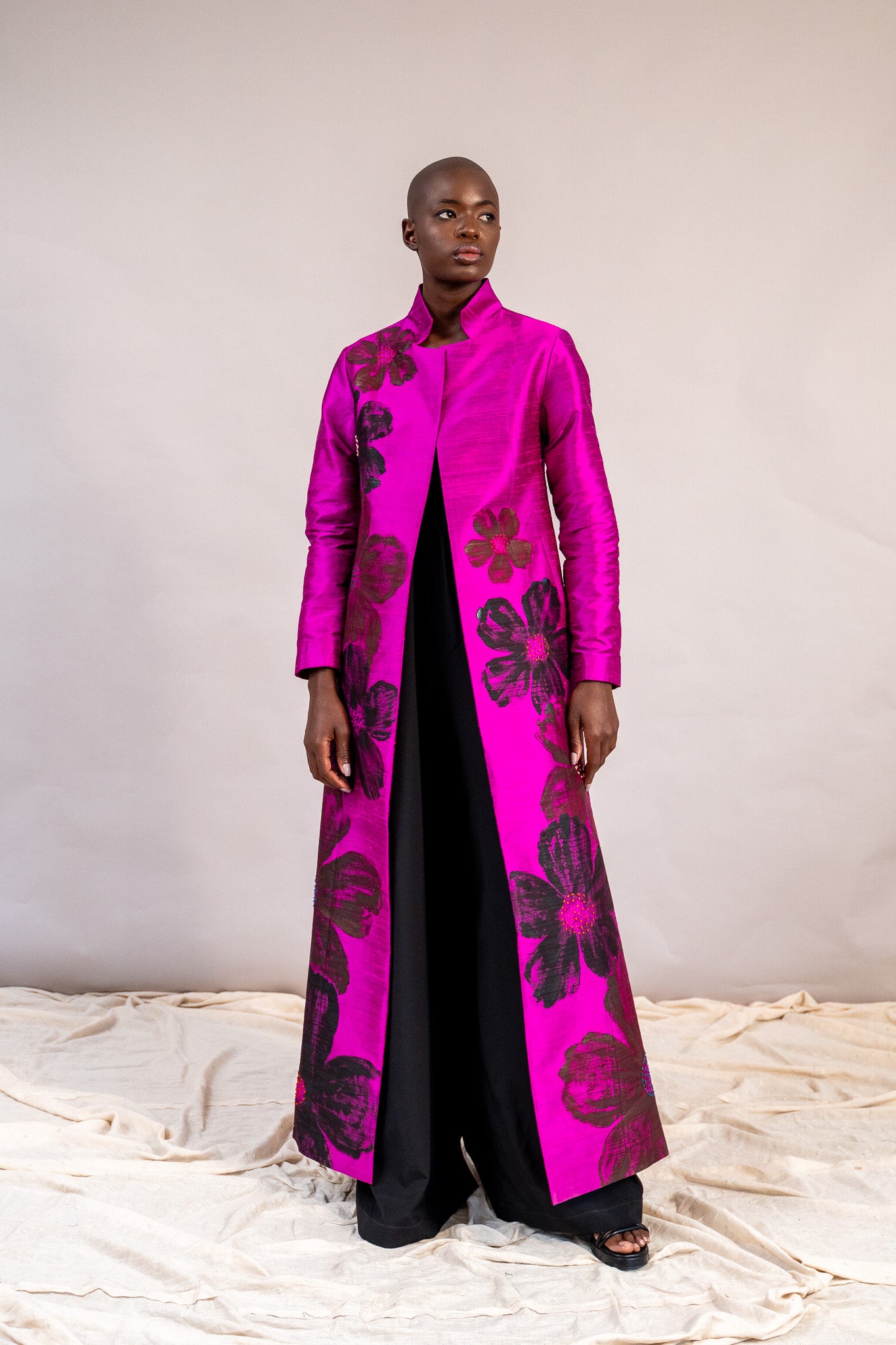 Sheetal Maxi Coat in Raw Silk