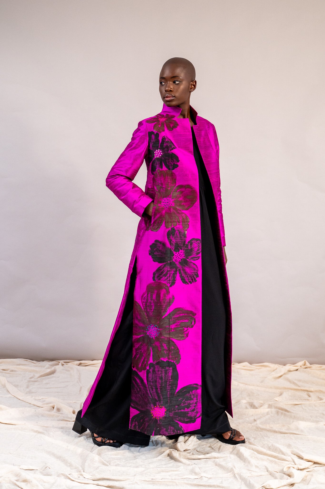 Sheetal Maxi Coat in Raw Silk