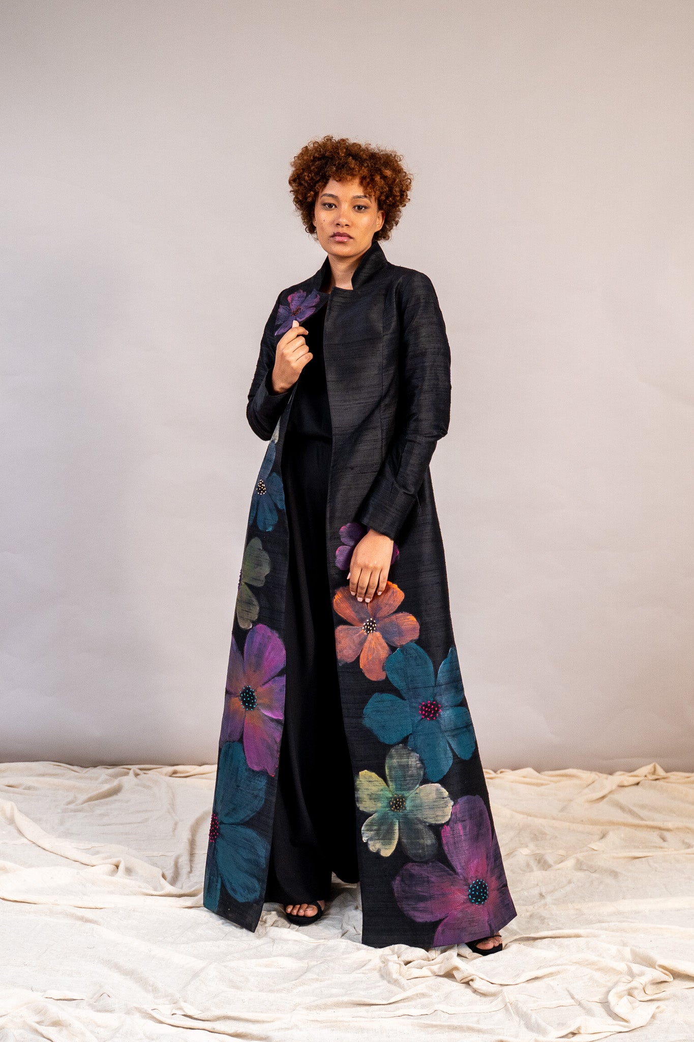 Sheetal Maxi Coat in Raw Silk