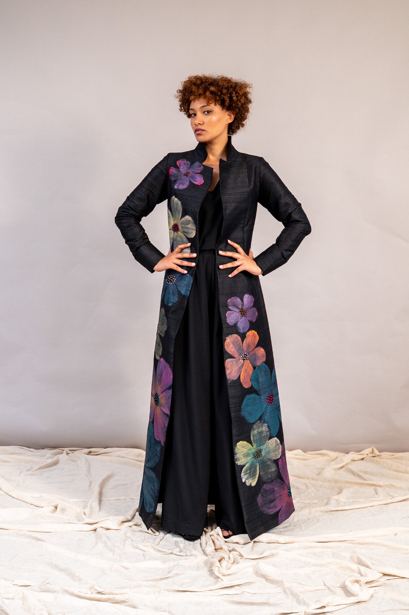 Sheetal Maxi Coat in Raw Silk