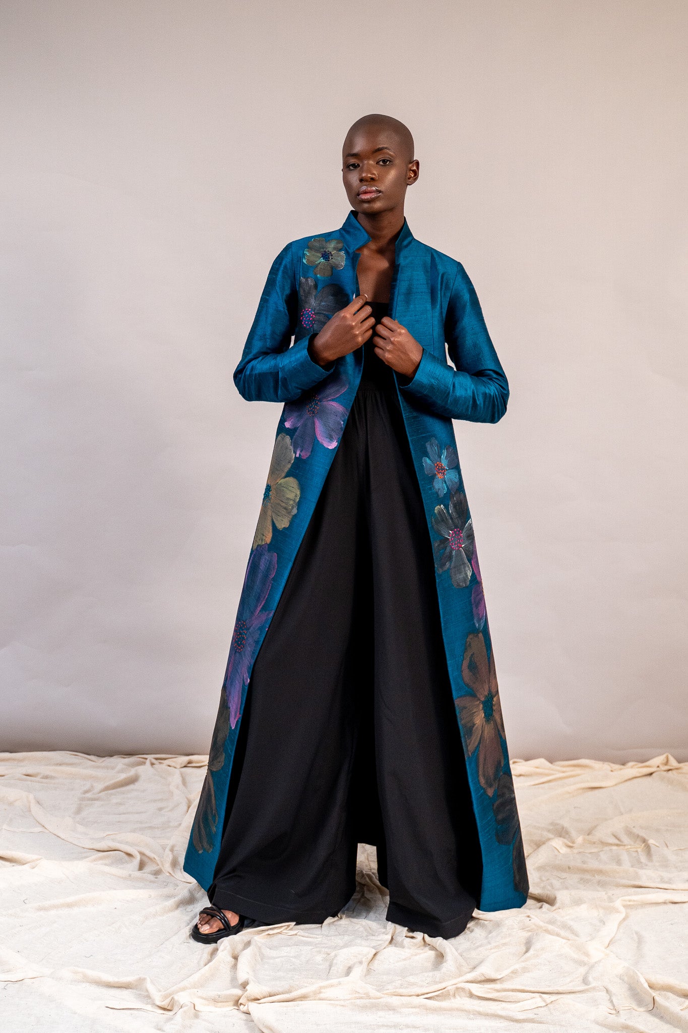 Sheetal Maxi Coat in Raw Silk