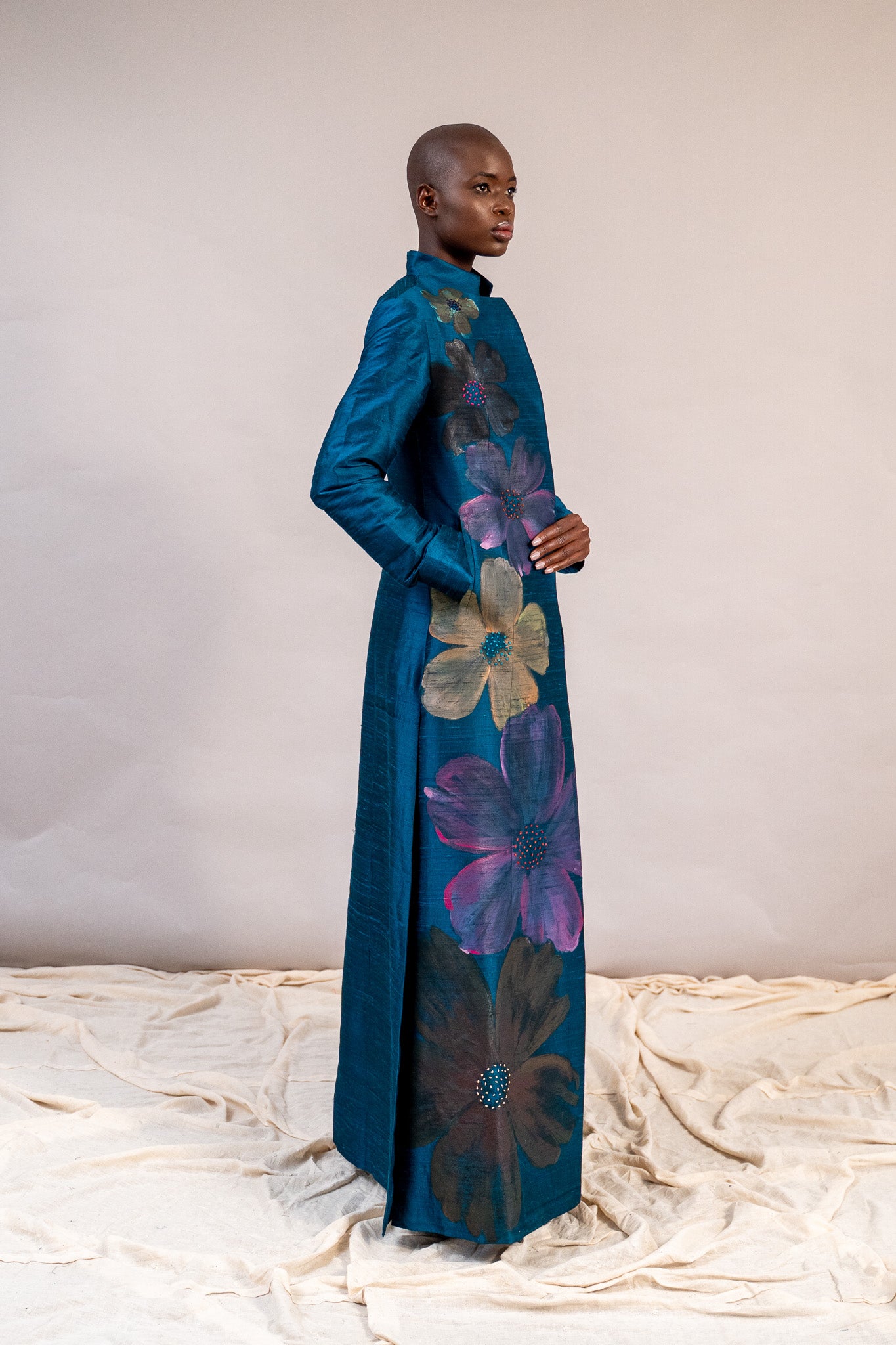 Sheetal Maxi Coat in Raw Silk